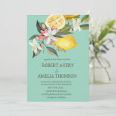 Rustikale Lemon-Hochzeit Einladung (Stehend Vorderseite)