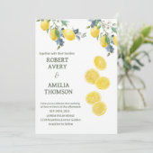 Rustikale Lemon-Hochzeit Einladung (Stehend Vorderseite)