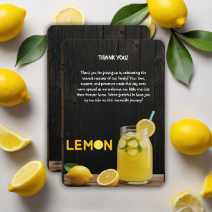 Rustikale Lemon Lemonade Kinderdusche Dankeskarte