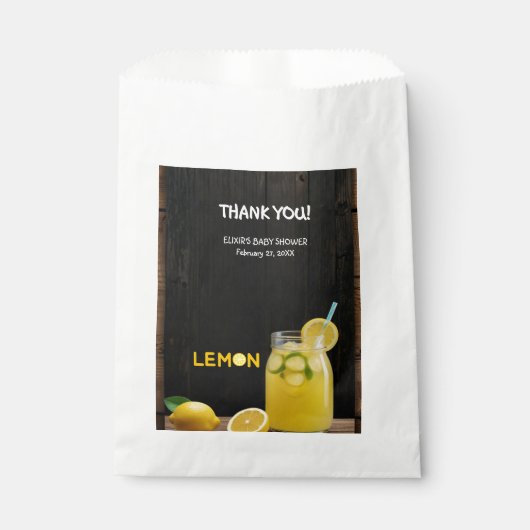 Rustikale Lemon Lemonade Kinderdusche Geschenktütchen (Vorderseite)