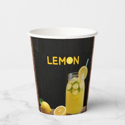 Rustikale Lemon Lemonade Kinderdusche Pappbecher (Rückseite)