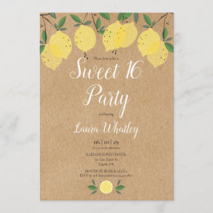 Rustikale Lemon Sweet 16 Party Geburtstag Einladung