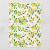 Rustikale Lemon- und Grünhochzeit Menükarte (Rückseite)