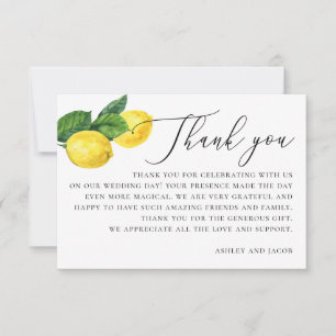 Rustikale Lemon Wedding   Aquarell Citrus Grove Dankeskarte