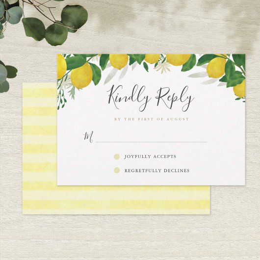 Rustikale Lemon Wedding RSVP Card