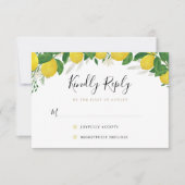 Rustikale Lemon Wedding RSVP Card Karte (Vorderseite)