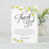 Rustikale Lemons Babydusche Dankeskarte (Stehend Vorderseite)