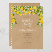Rustikale Lemons Blossom Grüne Geburtstagsparty Einladung (Vorne/Hinten)