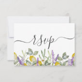 Rustikale Lemons & Lavender Wedding RSVP Karte (Vorderseite)