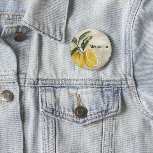 Rustikale Lemons-Nametag-Taste für Party & Dusche Button (Beispiel)