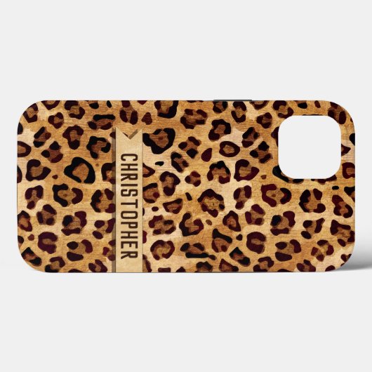 Rustikale Leopard-Druckfarbe Name Case-Mate iPhone Hülle (Rückseite (Horizontal))