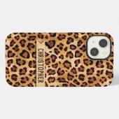 Rustikale Leopard-Druckfarbe Name iPhone Hülle (Rückseite (Horizontal))