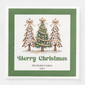 Rustikale Leoparden-Weihnachtsbaum-Dinner-Serviett Serviette (Vorderseite)