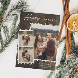 Rustikale Leuchten 3 FotoCollage Feiertagskarte