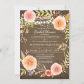 Rustikale Leuchten im Brautparty Blumenreath Einladung (Vorderseite)