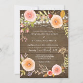 Rustikale Leuchten im Brautparty Blumenreath Einladung (Vorderseite)