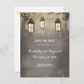 Rustikale Leuchten Save the Date Ankündigungspostkarte (Vorne/Hinten)
