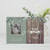 Rustikale Leuchten und Brautparty aus Foto Einladung (Stehend Vorderseite)