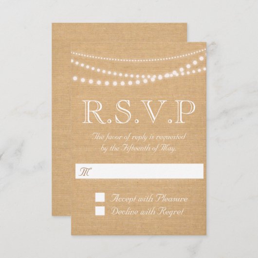 Rustikale Leuchtenreihe UAWG 3,5" x 5" RSVP Karte (Vorne/Hinten)