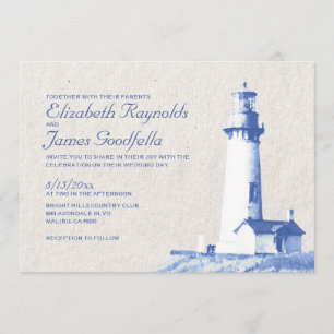Rustikale Leuchtturm-Hochzeitskarten Einladung