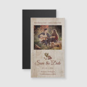 Rustikale Libelle auf Holz mit Verlobtem Foto Magnetkarte (Vorne/Hinten)