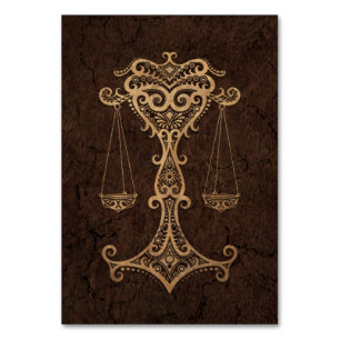 Rustikale Libra Zodiac-Zeichen auf Stone-Effekt Tischnummer