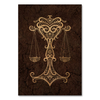 Rustikale Libra Zodiac-Zeichen auf Stone-Effekt Tischnummer