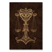 Rustikale Libra Zodiac-Zeichen auf Stone-Effekt Tischnummer (Vorderseite)
