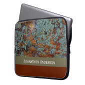 Rustikale Lichen Stone Rock Textur mit Namen Laptopschutzhülle (Vorderseite Links)