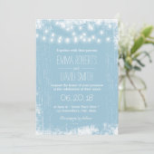 Rustikale Lichtblauer Lichthupe Hochzeit Einladung (Stehend Vorderseite)