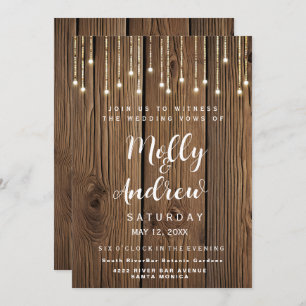 Rustikale Lichteffekte Party/HochzeitskARTE INVITE Einladung