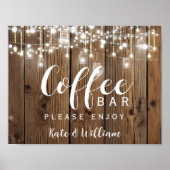 Rustikale Lichtenfolge Kaffeestation Zeichen Poster (Vorne)