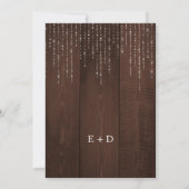 Rustikale Lichter aus Holz botanische Blumenhochze Einladung (Rückseite)