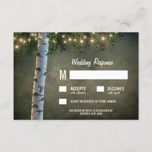 Rustikale Lichter Birkenrinden-Baum Hochzeit RSVP Karte