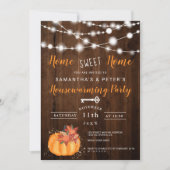 Rustikale Lichter Blumenkürbis Party Einladung (Vorderseite)