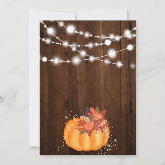 Rustikale Lichter Blumenkürbis Party Einladung (Rückseite)
