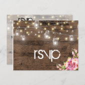Rustikale Lichter Blumenstrauß Empfang Abendessen Einladungspostkarte (Vorne/Hinten)
