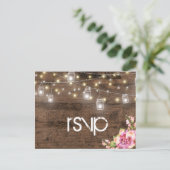 Rustikale Lichter Blumenstrauß Empfang Abendessen Einladungspostkarte (Stehend Vorderseite)