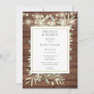 Rustikale Lichter Brunch und sprudelnde Bridal Sho Einladung