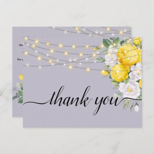 Rustikale Lichter Gelbe BlüteVielen Dank Postkarte (Vorne/Hinten)
