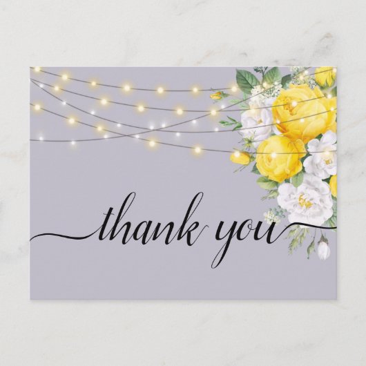Rustikale Lichter Gelbe BlüteVielen Dank Postkarte (Vorderseite)