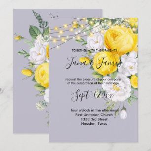 Rustikale Lichter Gelbe Florale Hochzeitseinladung Einladung