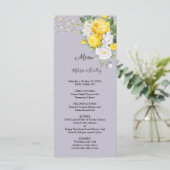 Rustikale Lichter Gelbe Florale Hochzeitsmenü Programm (Stehend Vorderseite)