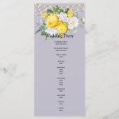 Rustikale Lichter Gelbe Florale Menü.Hochzeitspro Programm (Rückseite)