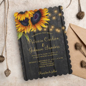 Rustikale Lichter goldene Sonnenblumen Stallenholz Einladung