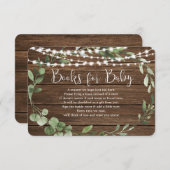 Rustikale Lichter Grüne Babyduschbücher für Babys Begleitkarte (Vorne/Hinten)