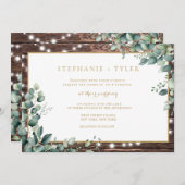 Rustikale Lichter Grüne Hochzeit Einladung (Vorne/Hinten)