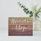 Rustikale Lichter Grüne Hochzeit RSVP Postkarte (Stehend Vorderseite)