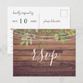 Rustikale Lichter Grüne Hochzeit RSVP Postkarte (Vorne/Hinten)