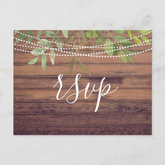 Rustikale Lichter Grüne Hochzeit RSVP Postkarte (Vorderseite)